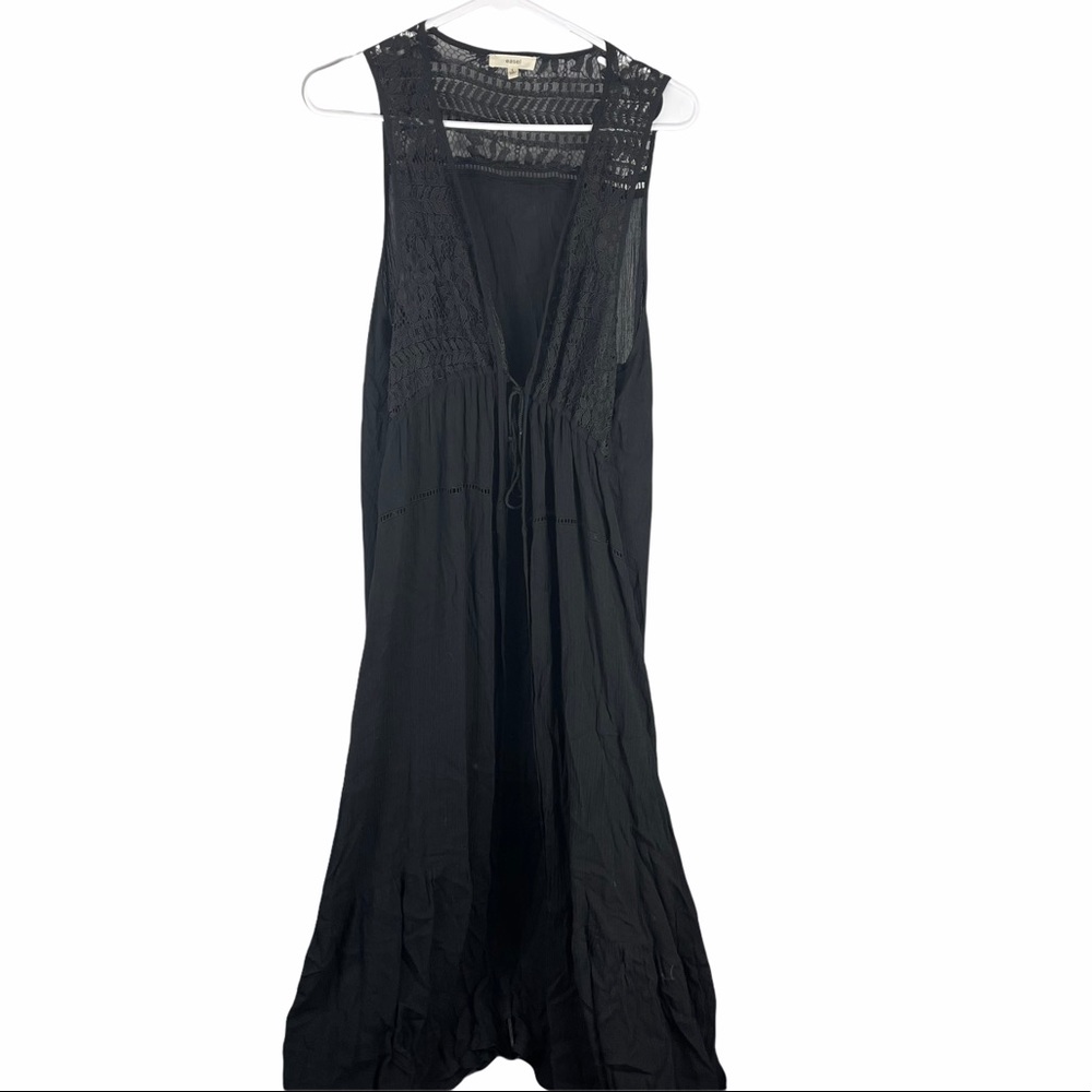 Easel tie front duster cardigan swim coverup black
